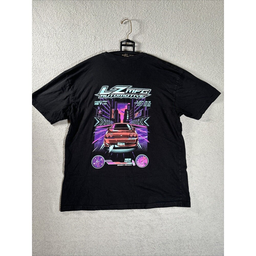 LZMFG Automotive T Shirt Men’s Size 2X Synthwave‎ Graphic Retro Black Neon cars